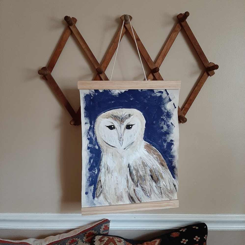 Hand Painted Owl Hanging Wall Art